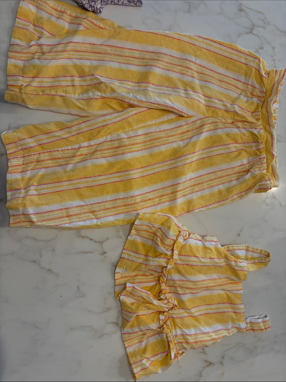 btween Yellow & White Striped Girls Pajama Set